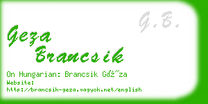 geza brancsik business card